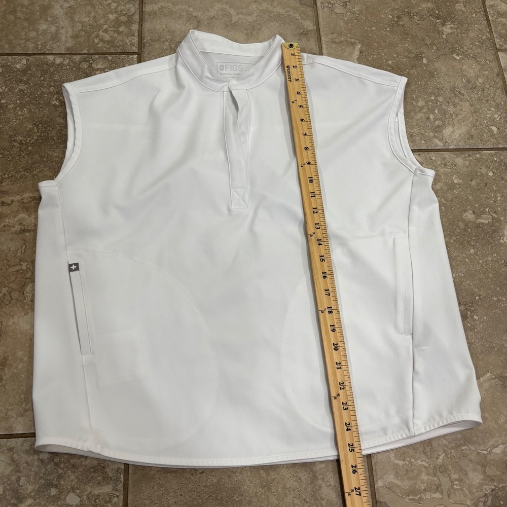 FIGS White Technical Collection Sleeveless Mandarin Collar Scrub Top S W22SW1041 - Picture 9 of 10